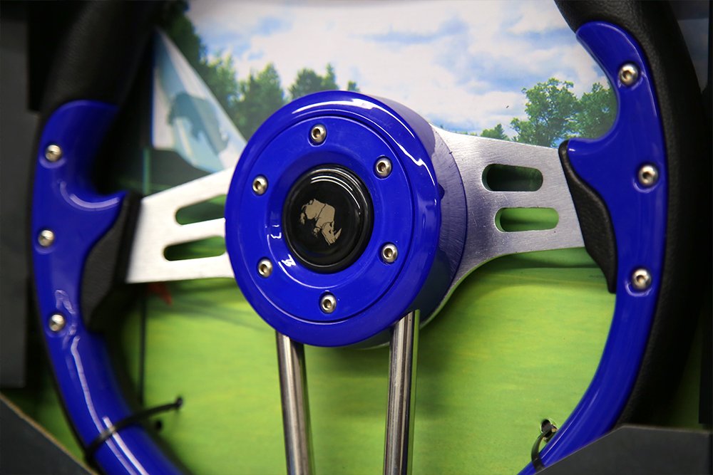 blue steering wheel