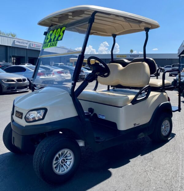 2019 CLUB CAR TEMPO 4 PASSENGER ELECTRIC GOLF CART IN BEIGE - Image 2